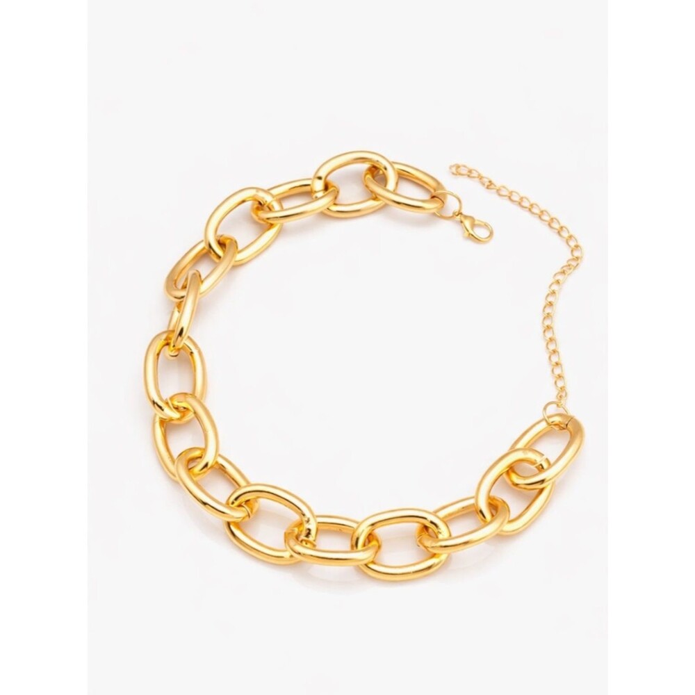Chunky Gold Cuban Link Chain Necklace Statement Choker Adjustable Oversized - Picture 3 of 3